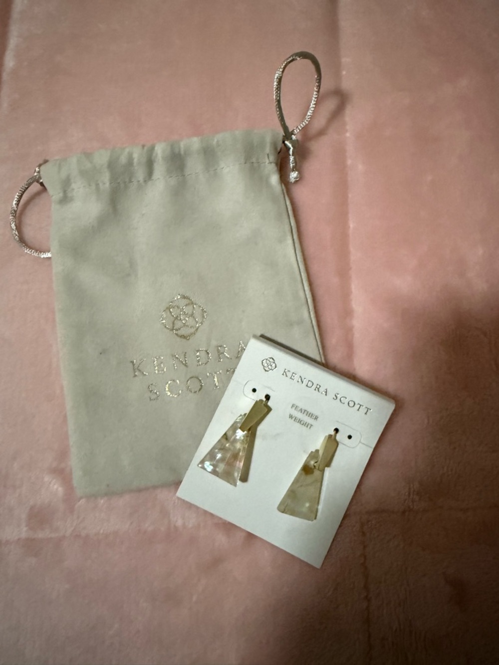 Kendra Scott Collins White Abalone Drop Earrings with Card and Dust Bag HTF